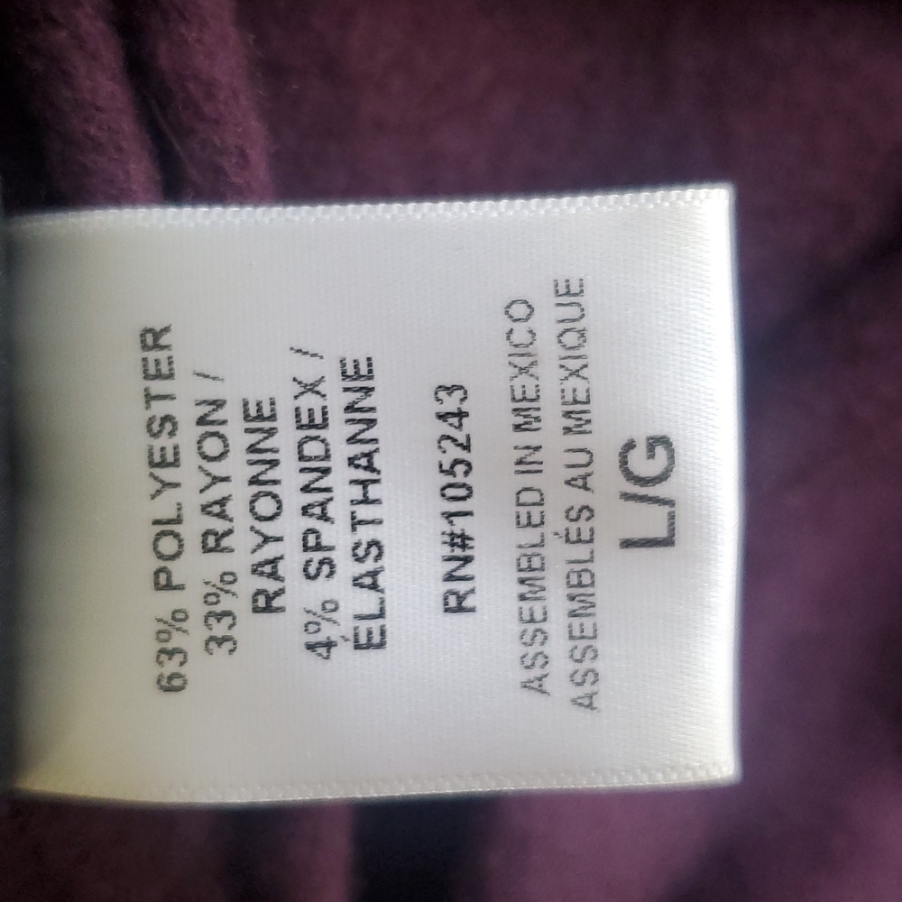 Bobeau Wrap Fleece Burgundy Cardigan L - Picture 5 of 5